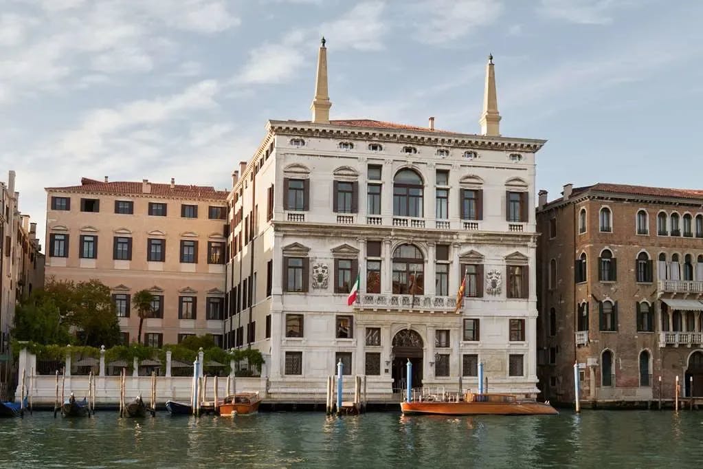 The ornate detail in Aman Venice's exterior is present from one of the city's major canals